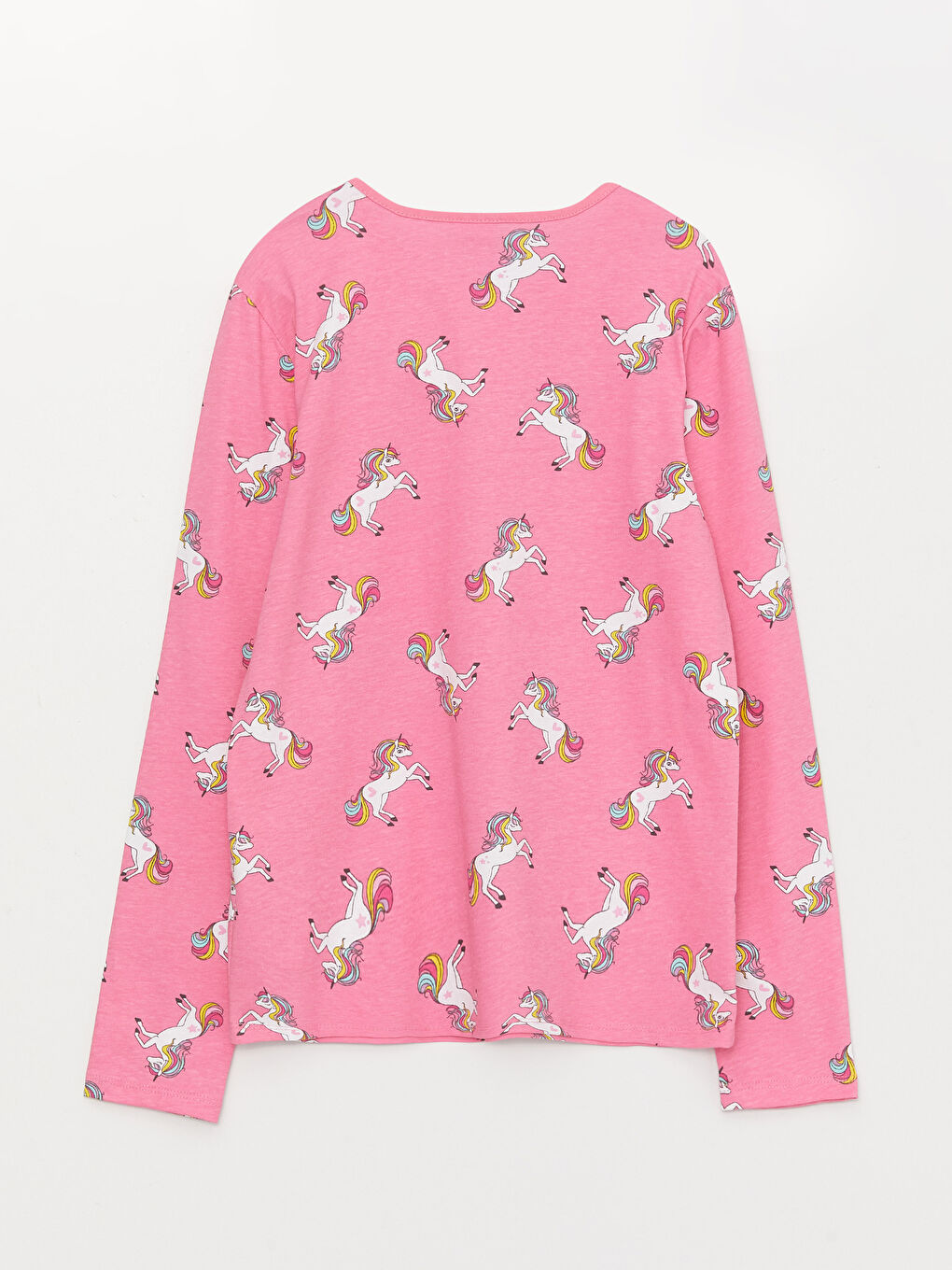 Қыздарға арналған ұзын жеңді принтті дөңгелек жағалы футболка-1