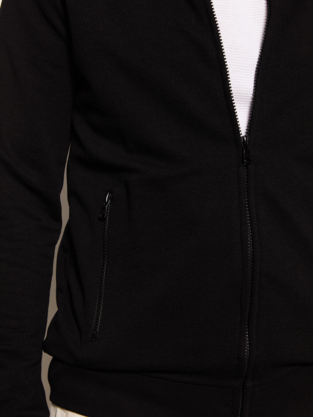 College Collar Long Sleeve Men's Zip-Up Sweatshirt-3