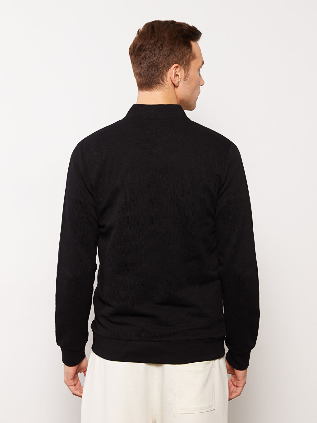 College Collar Long Sleeve Men's Zip-Up Sweatshirt-4