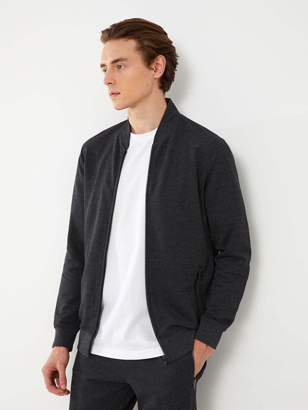 جاكت كلية كم طويل للرجال بقصة عادية