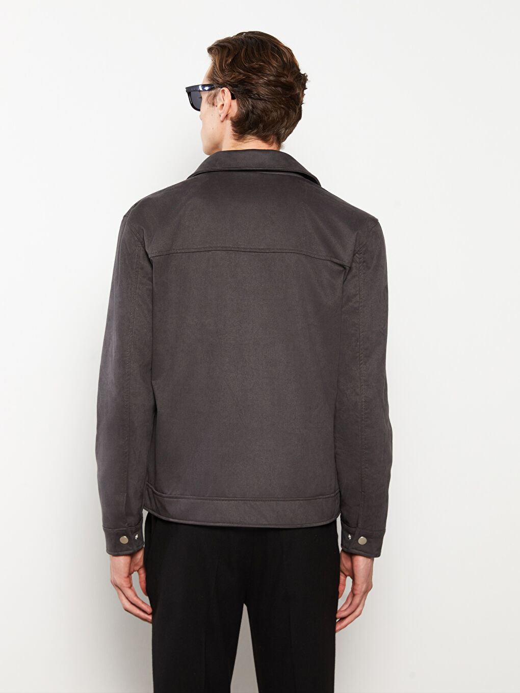 Slim Fit Collared Neck Men's Suede Coat-4