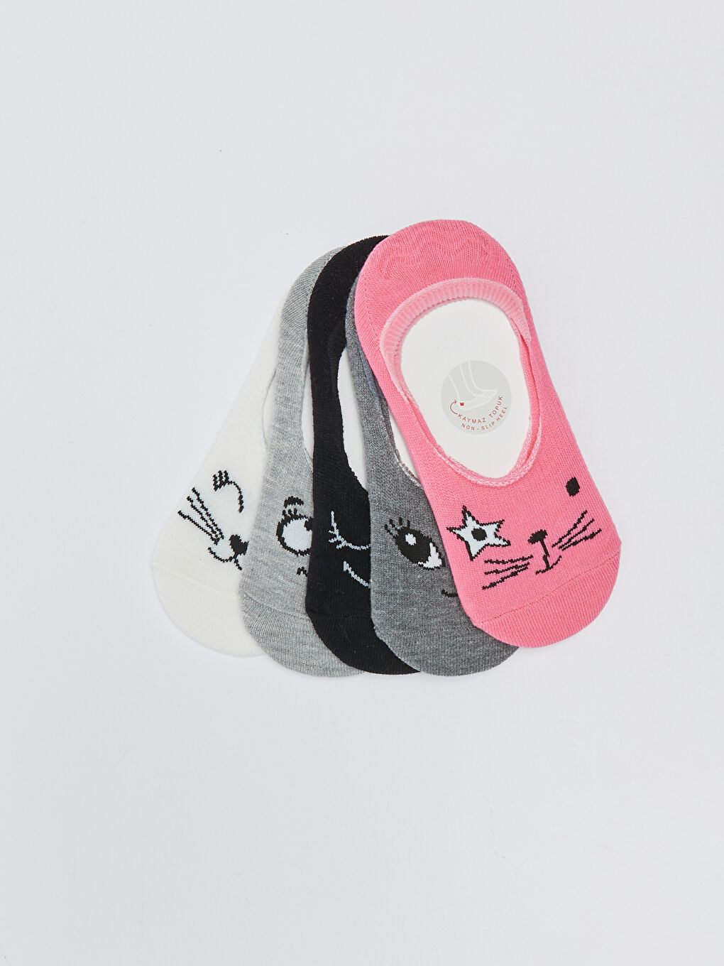 جوارب غير مرئية منقوشة للبنات - عبوة من ٥ قطع-1