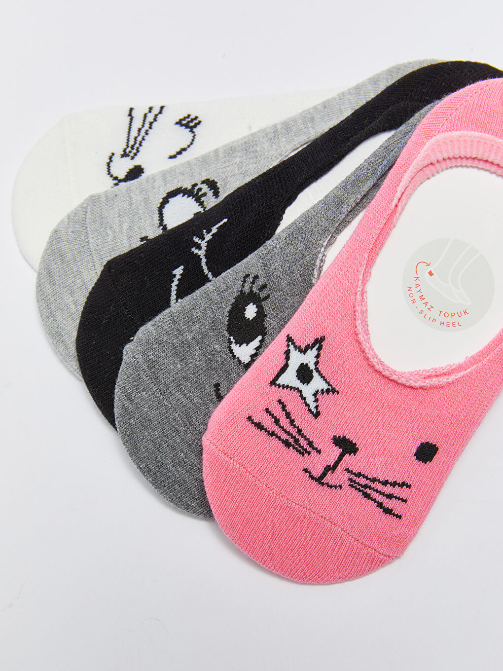 جوارب غير مرئية منقوشة للبنات - عبوة من ٥ قطع-2