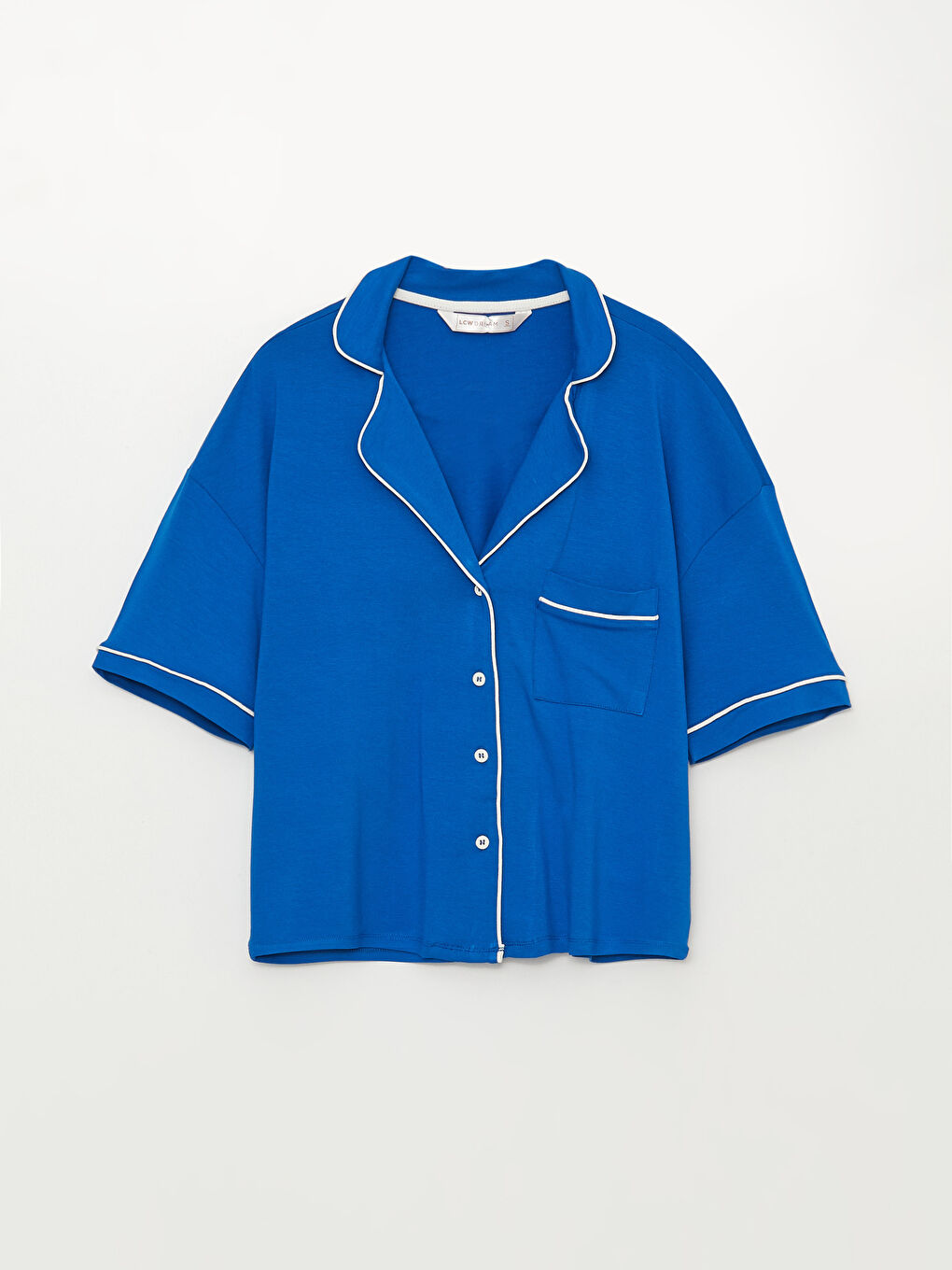 Collared Neck Plain Short Sleeve Women's Pyjama Set-6
