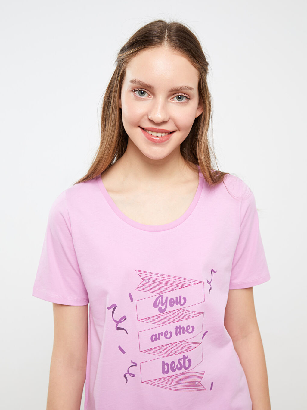 Ekru Bisiklet Yaka Baskılı Kısa Kollu Kadın Şortlu Pijama Takımı-2