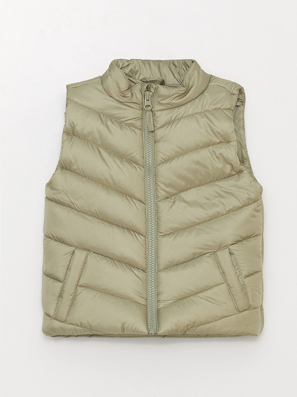 Stand-up Collar Basic Baby Girl Zipper Vest-3