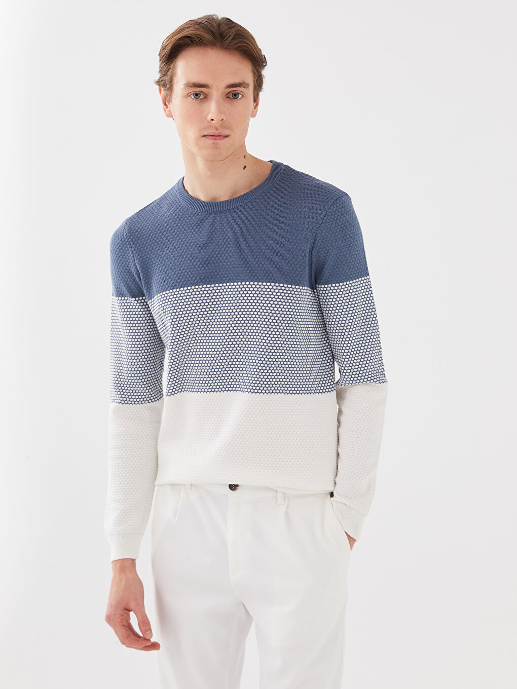 LCW Vision Rundhalsausschnitt Langarm Farbblock Herren Strickpullover -S31244Z8-J0M
