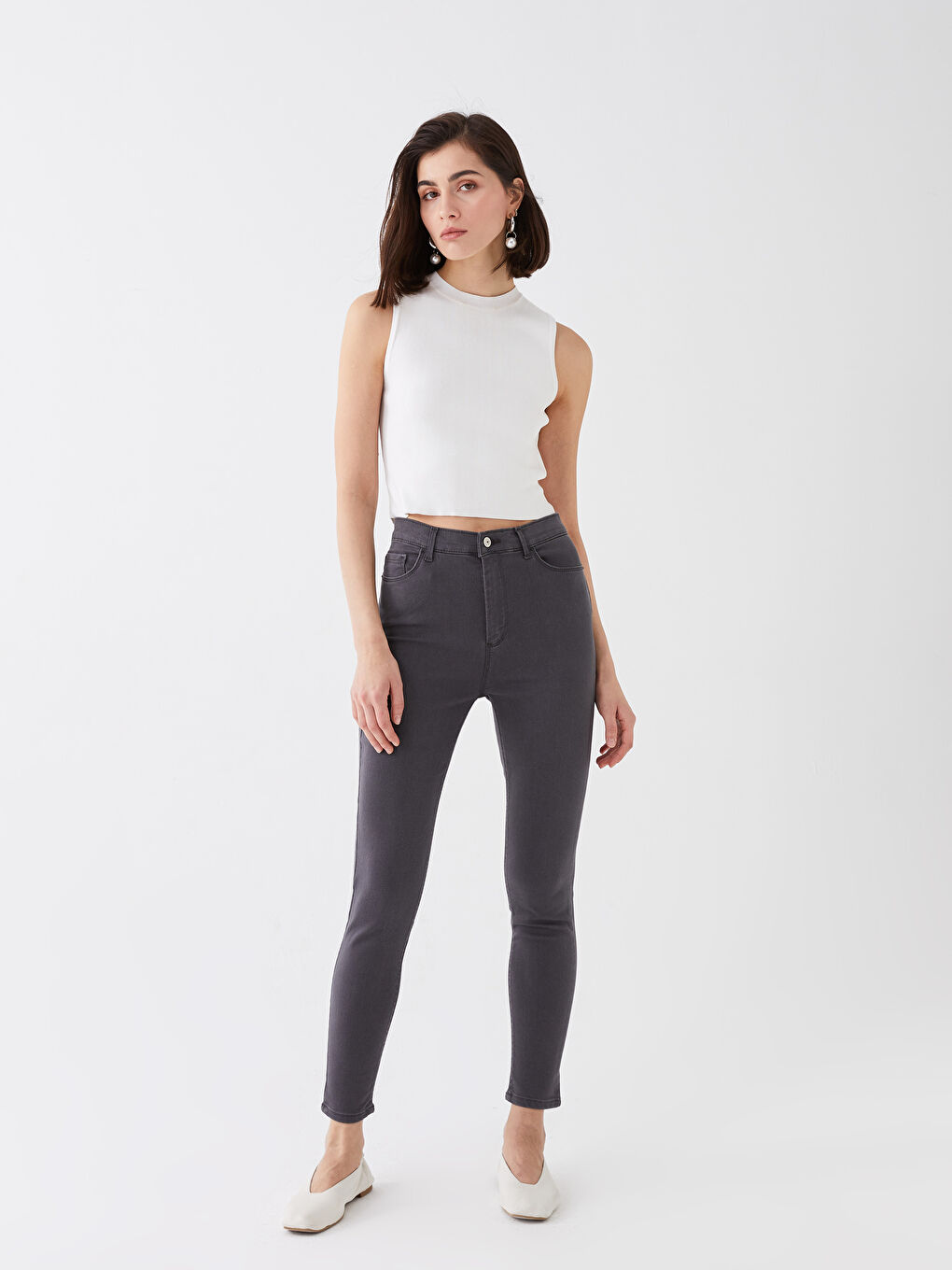 LCWAIKIKI Basic Women's High Waisted Slim Fit Regular Denim Trousers -S31246Z8-KSK