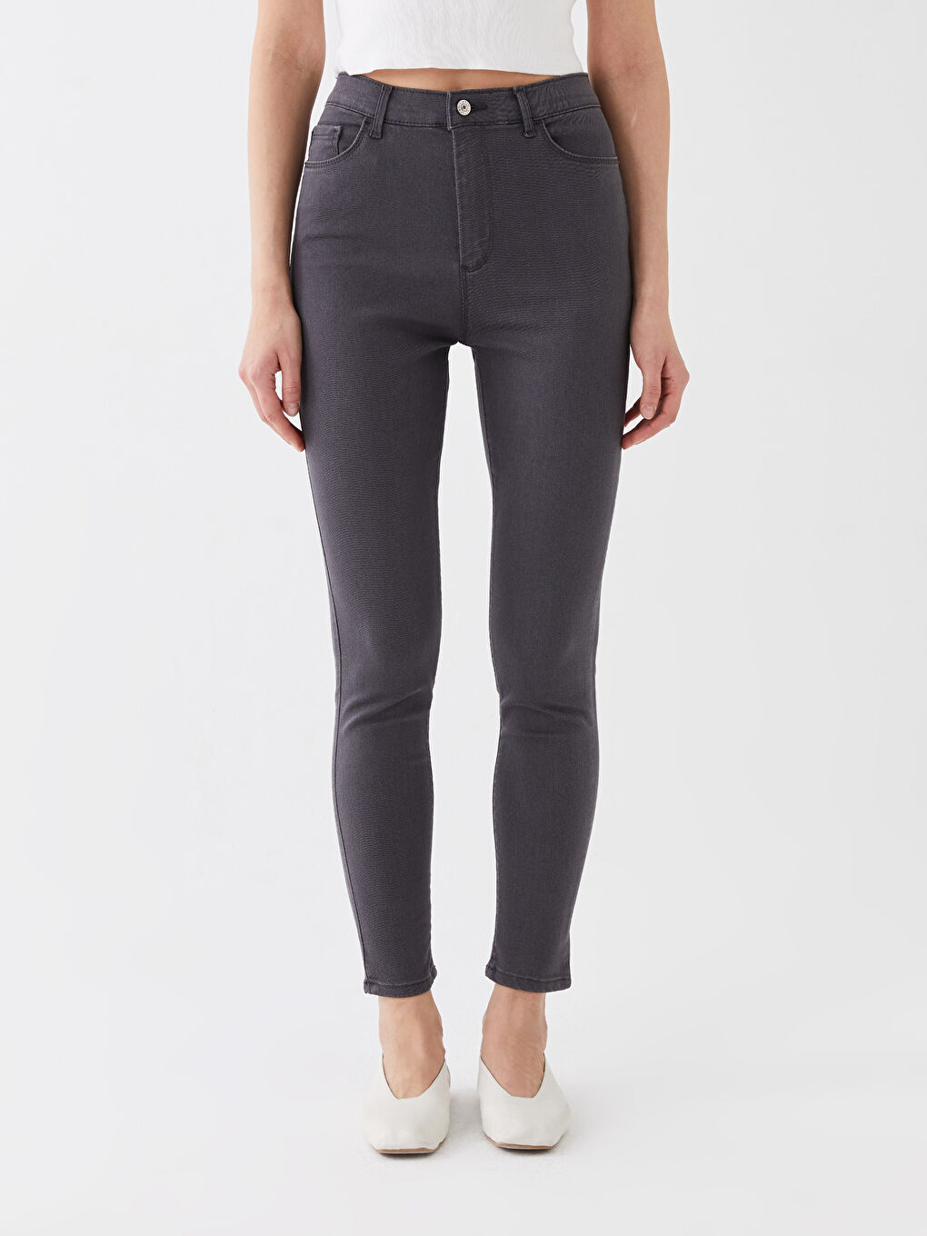 LCWAIKIKI Basic Women's High Waisted Slim Fit Regular Denim Trousers -S31246Z8-KSK
