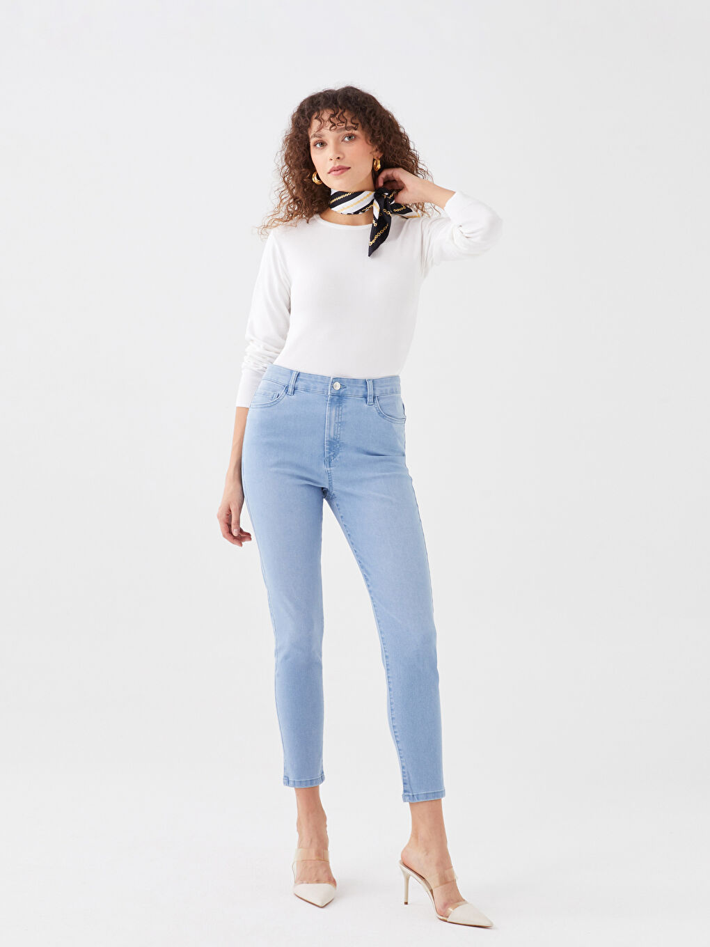LCWAIKIKI Basic Damen Hoch Taillierte Schlanke Passform Reguläre Denim-Hose -S31248Z8-311
