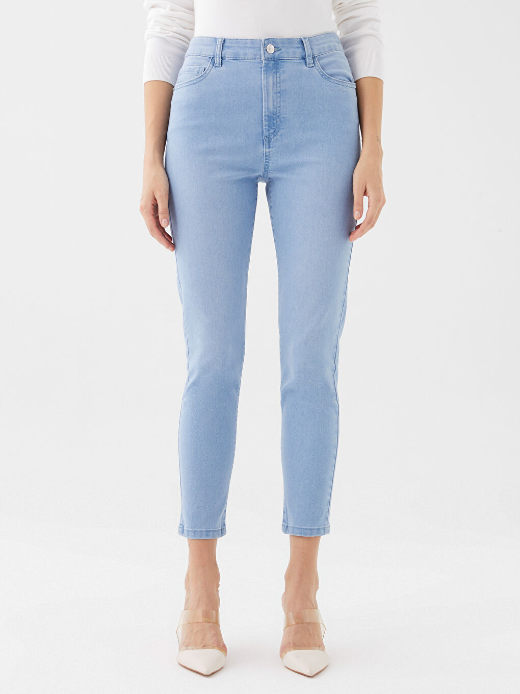 LCWAIKIKI Basic Damen Hoch Taillierte Schlanke Passform Reguläre Denim-Hose -S31248Z8-311