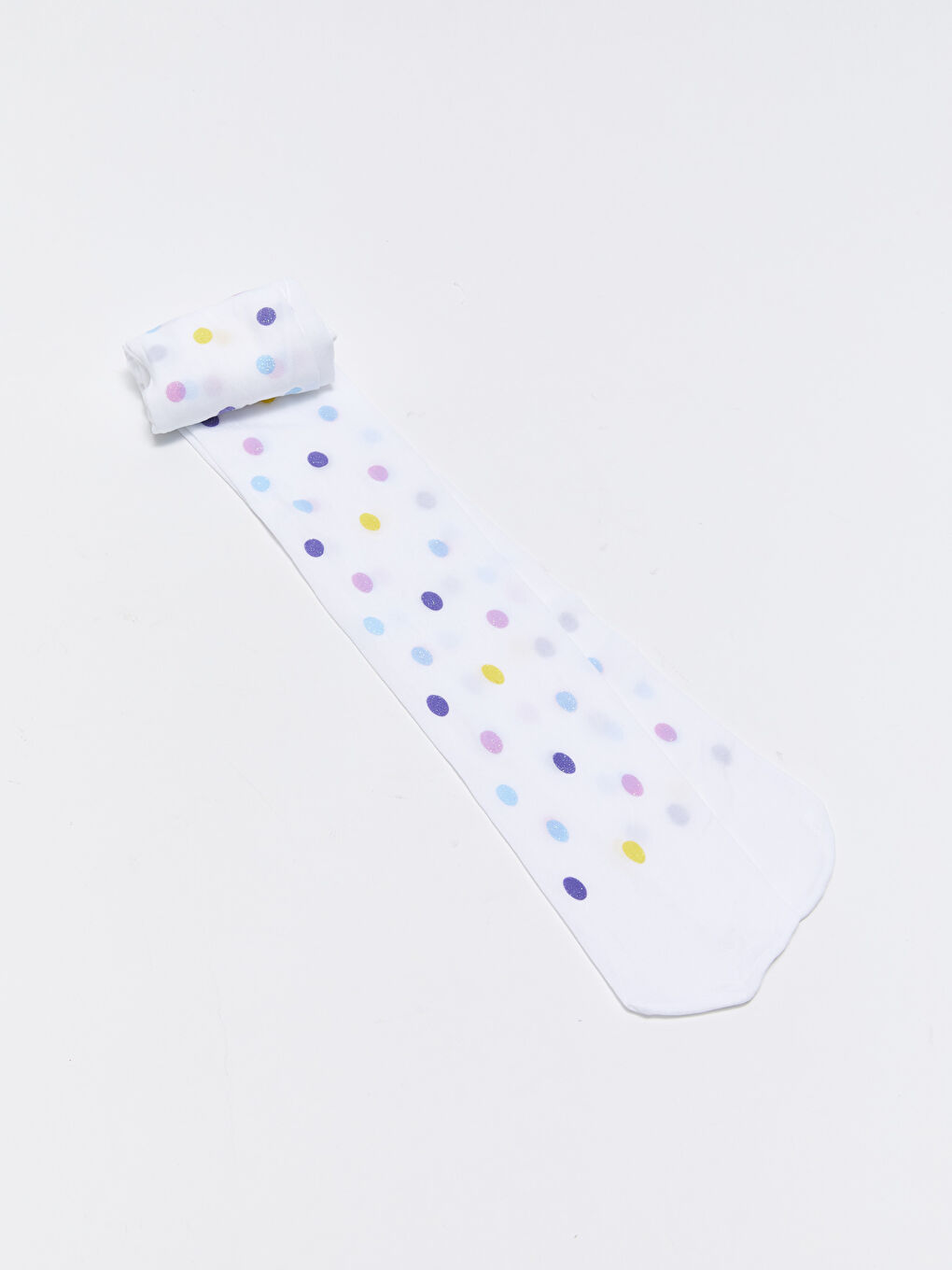 Beyaz Puantiyeli Kız Çocuk İnce Külotlu Çorap