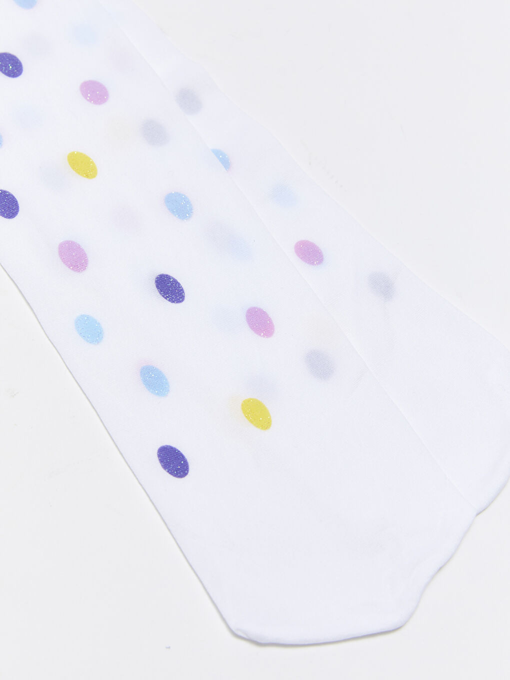 Beyaz Puantiyeli Kız Çocuk İnce Külotlu Çorap-1