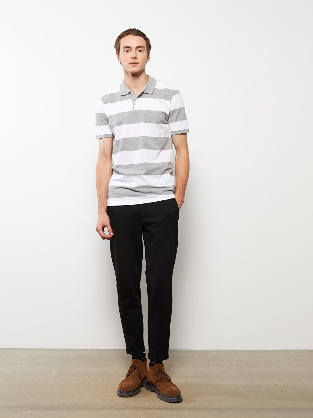 LCWAIKIKI Classic Polo Neck Short Sleeve Striped Pique Men's T-Shirt -S31284Z8-CY9
