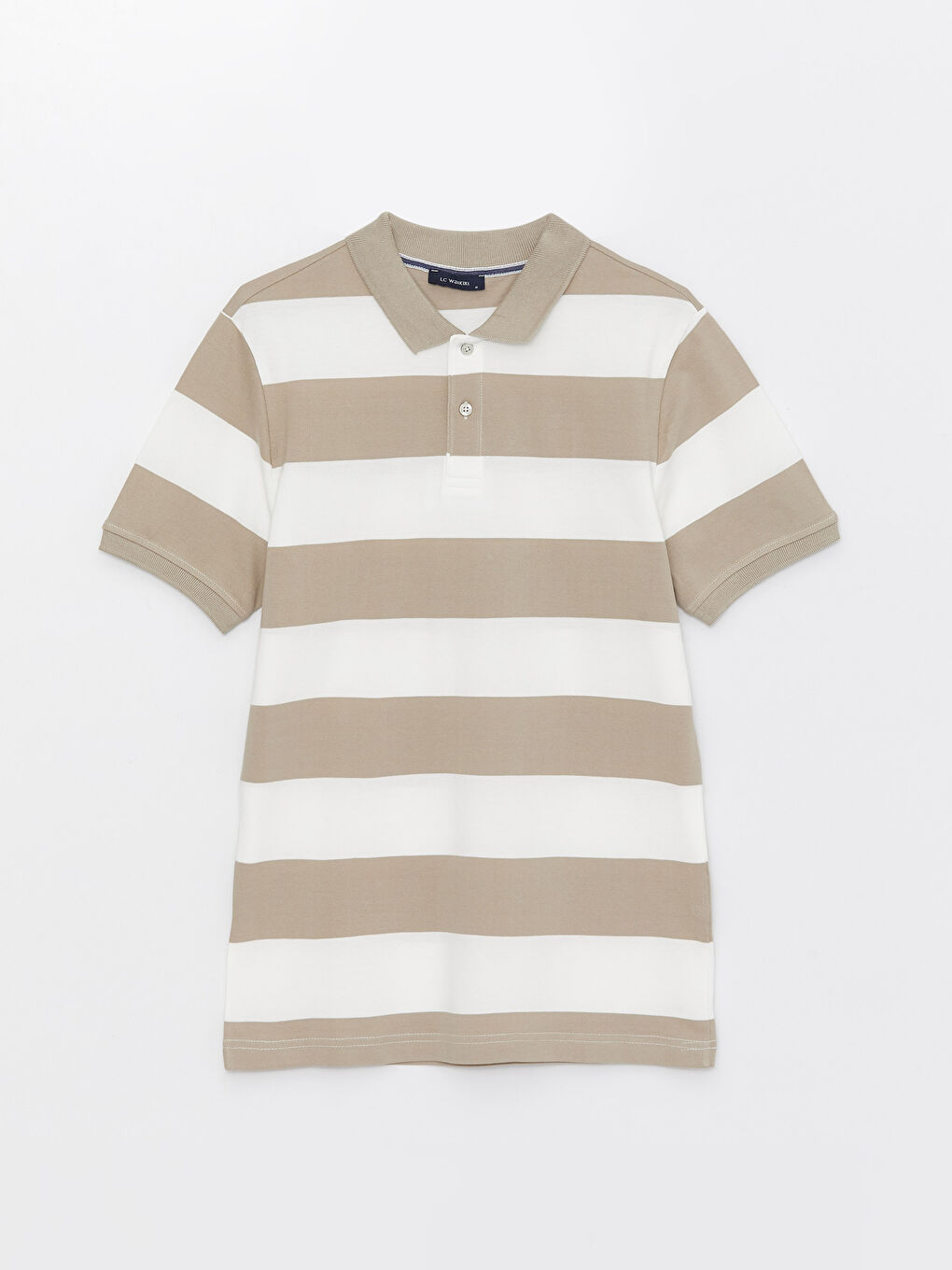 Tricou Polo Guler Înalt Mânecă Scurtă Vărgat Pique pentru Bărbați-5