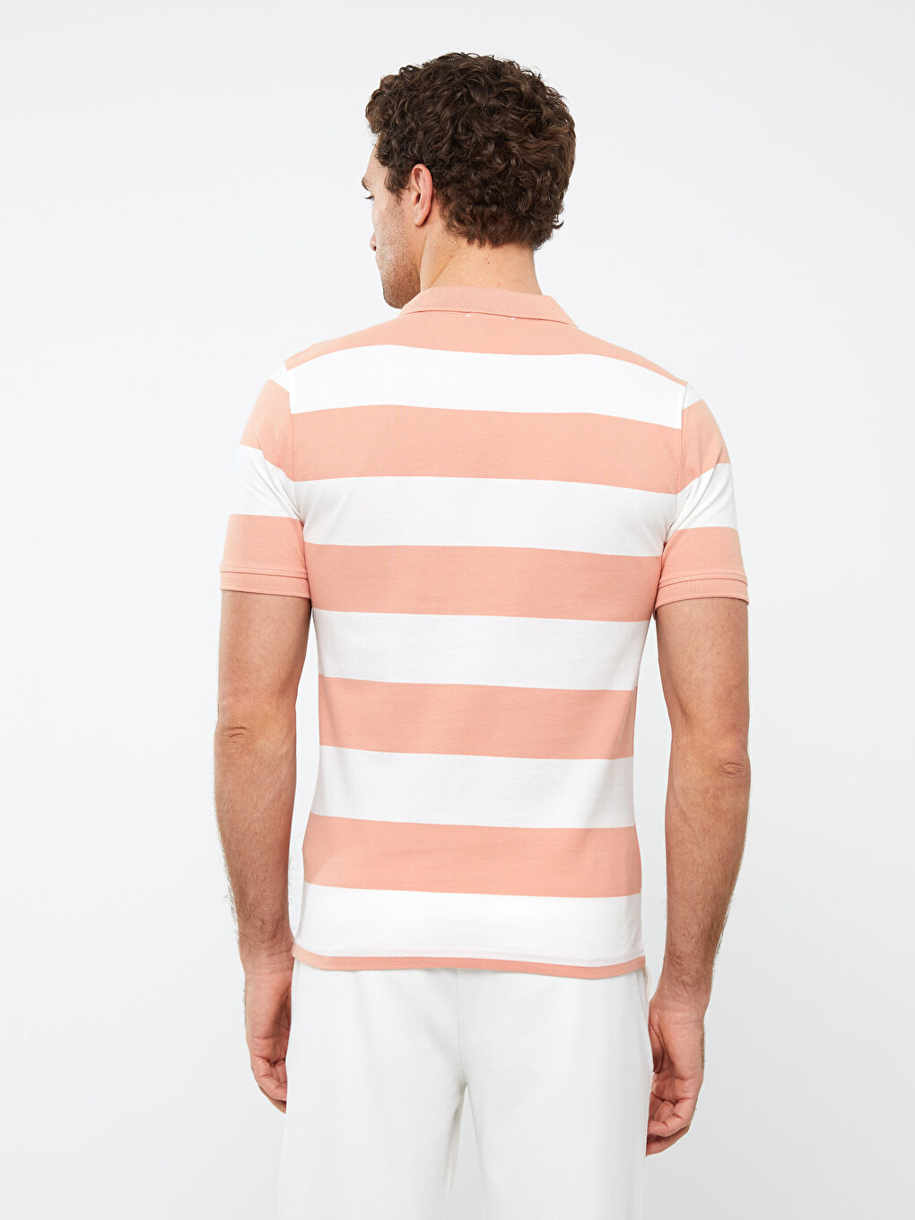 Polo Neck Short Sleeve Striped Pique Men's T-Shirt-4