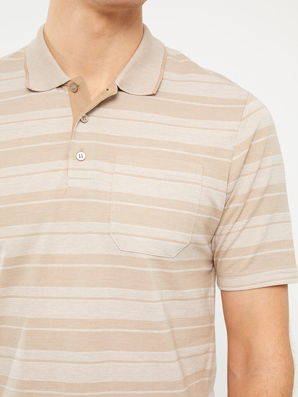 Polo Neck Short Sleeve Striped Men's T-Shirt-3