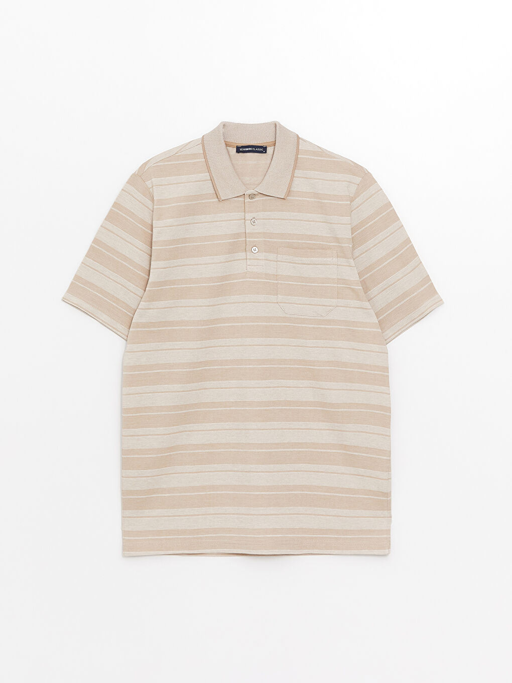 Polo Neck Short Sleeve Striped Men's T-Shirt-5