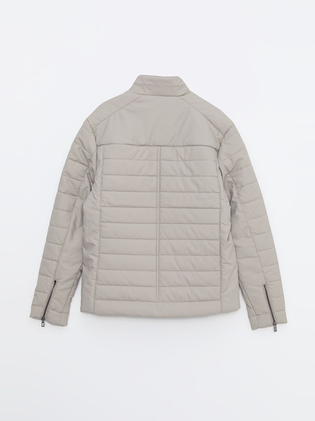 Bej Slim Fit Erkek Deri Görünümlü Mont-6