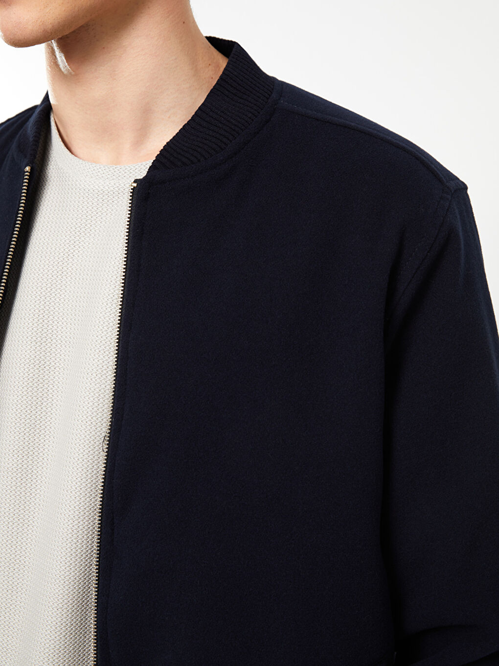 Palton Bomber cu Guler Colegiu Standard Fit pentru Bărbați-2