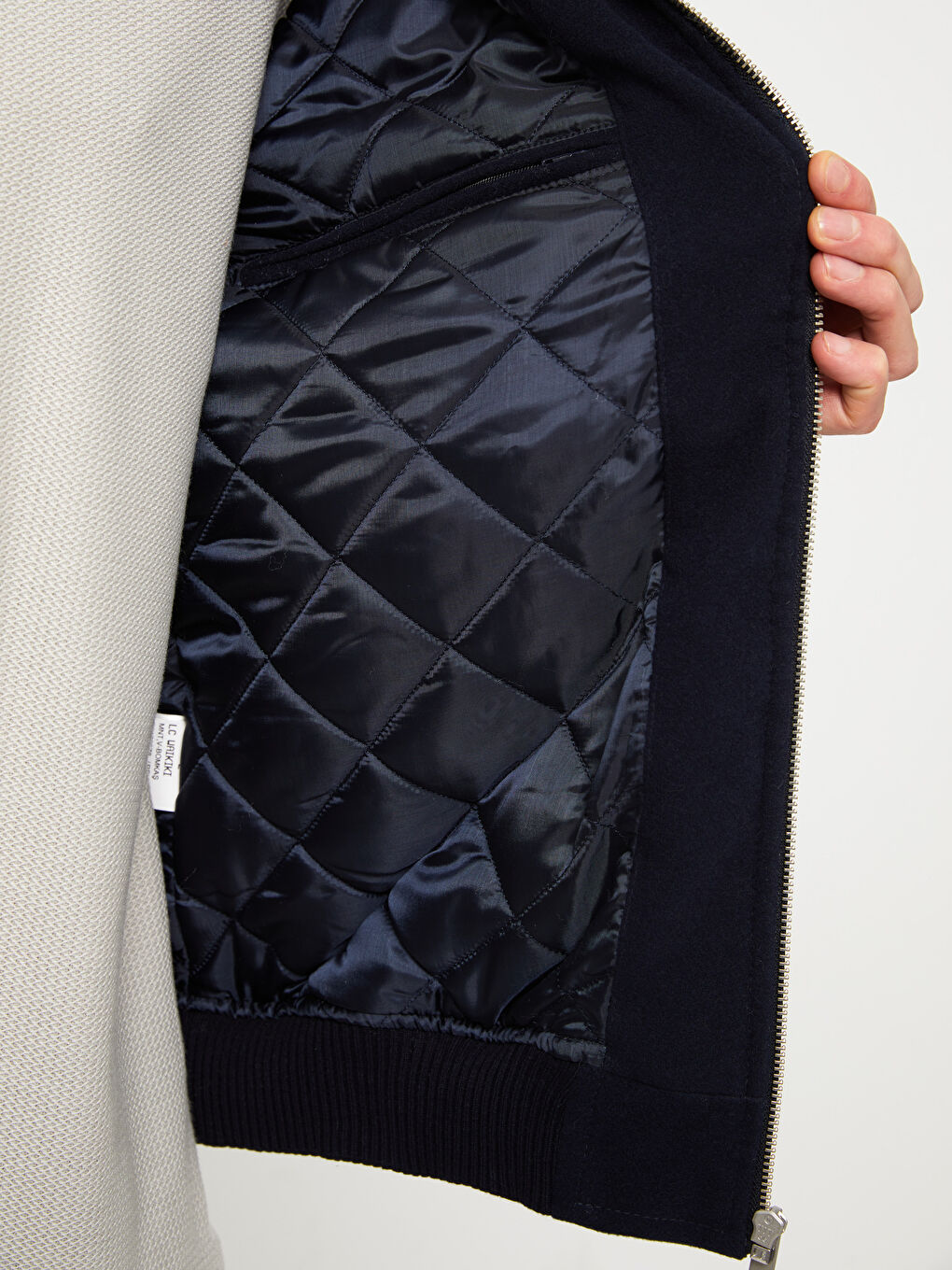 Palton Bomber cu Guler Colegiu Standard Fit pentru Bărbați-3