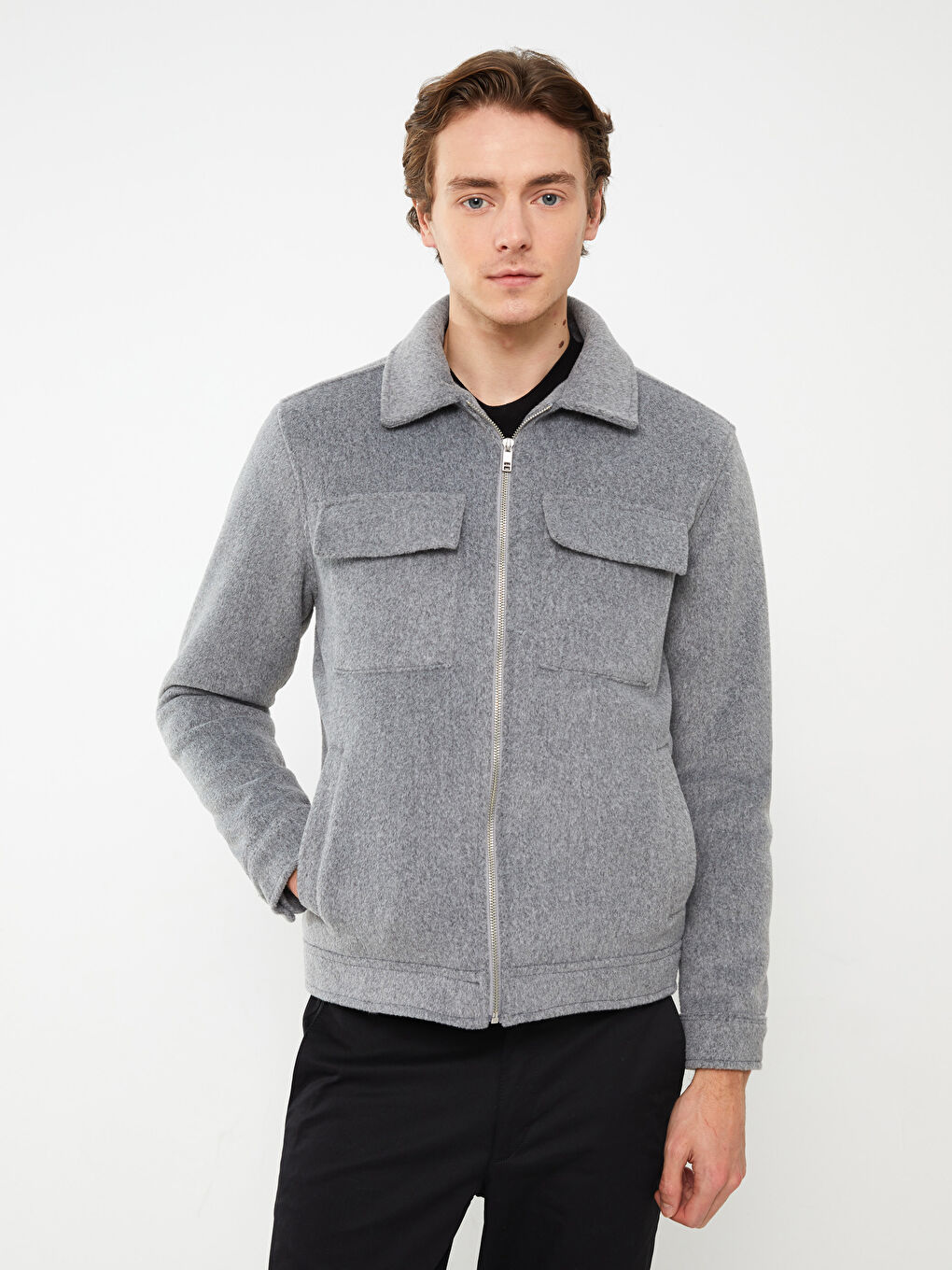 Palton Cachet Slim Fit Guler de Cămașă pentru Bărbați