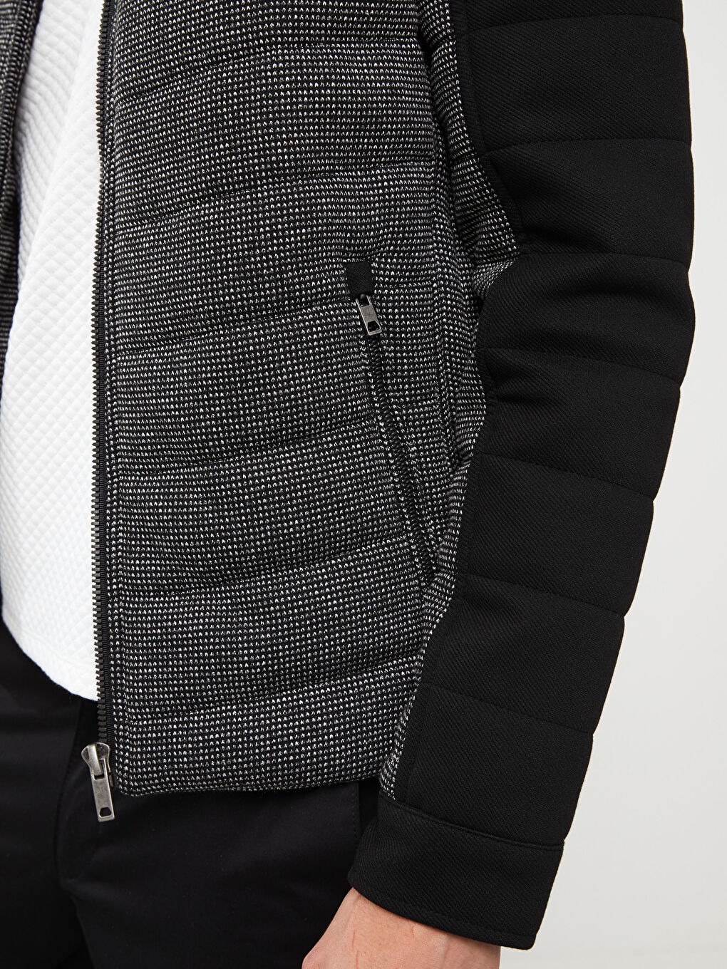 Siyah Slim Fit Dik Yaka Erkek Şişme Mont-2