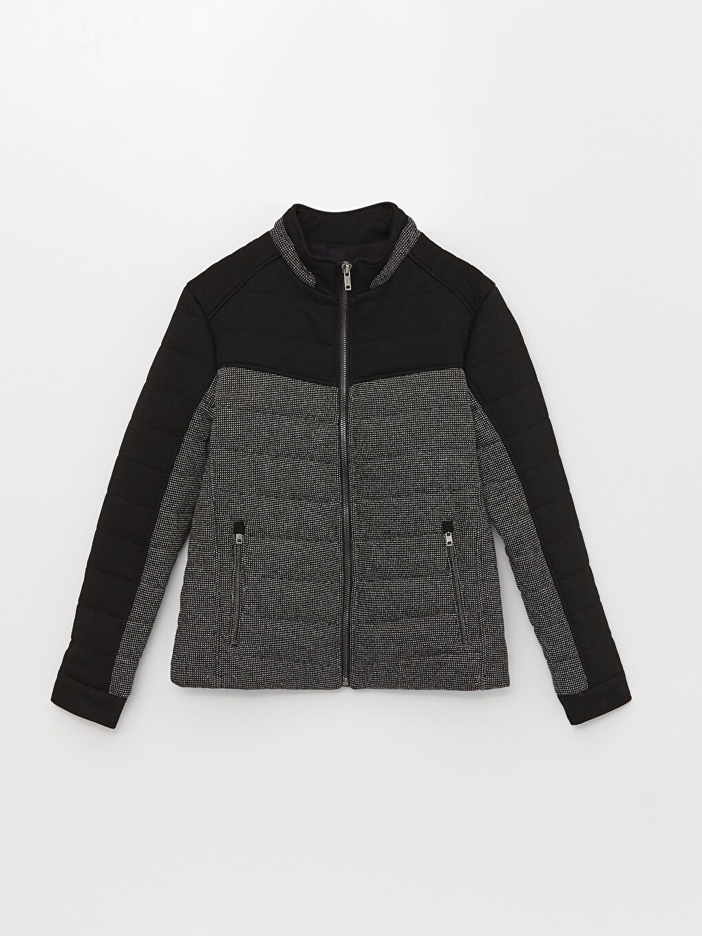 Siyah Slim Fit Dik Yaka Erkek Şişme Mont-5