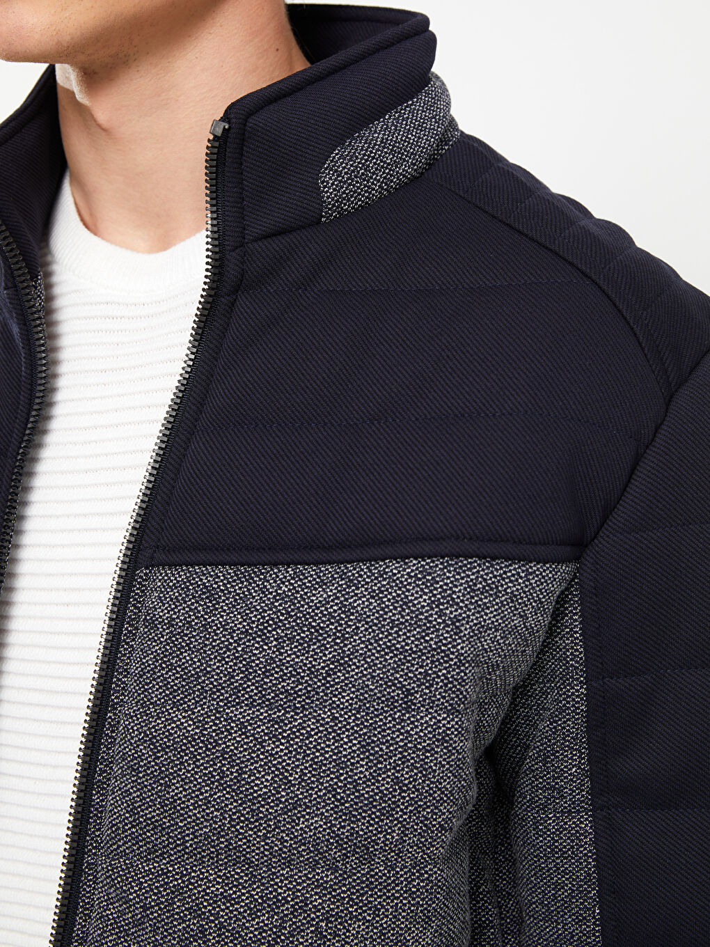 Lacivert Slim Fit Dik Yaka Erkek Şişme Mont-2