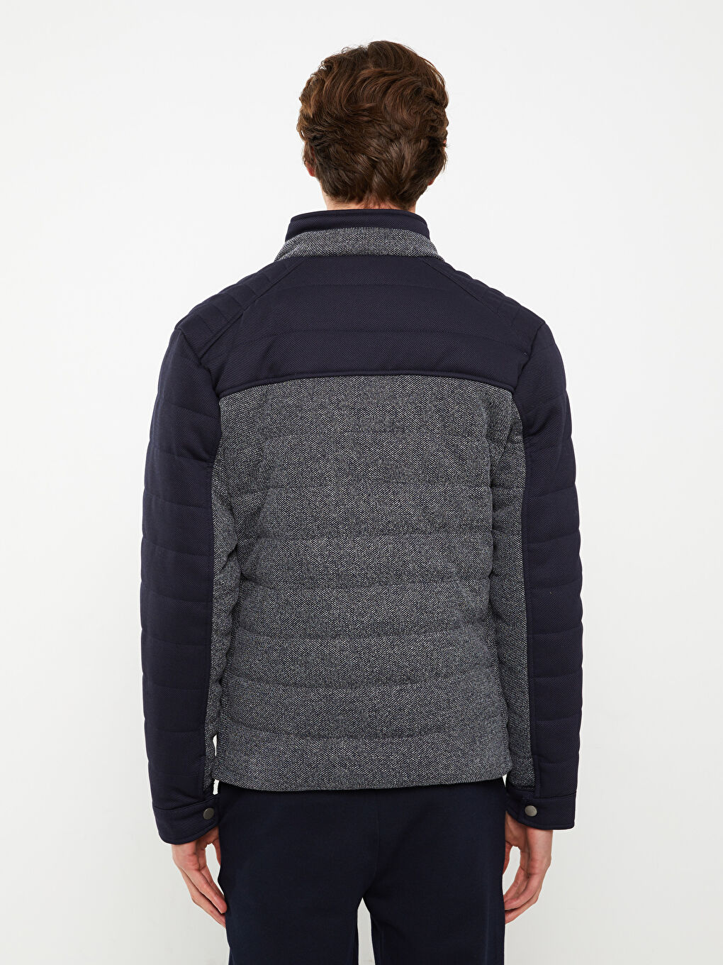 Lacivert Slim Fit Dik Yaka Erkek Şişme Mont-4