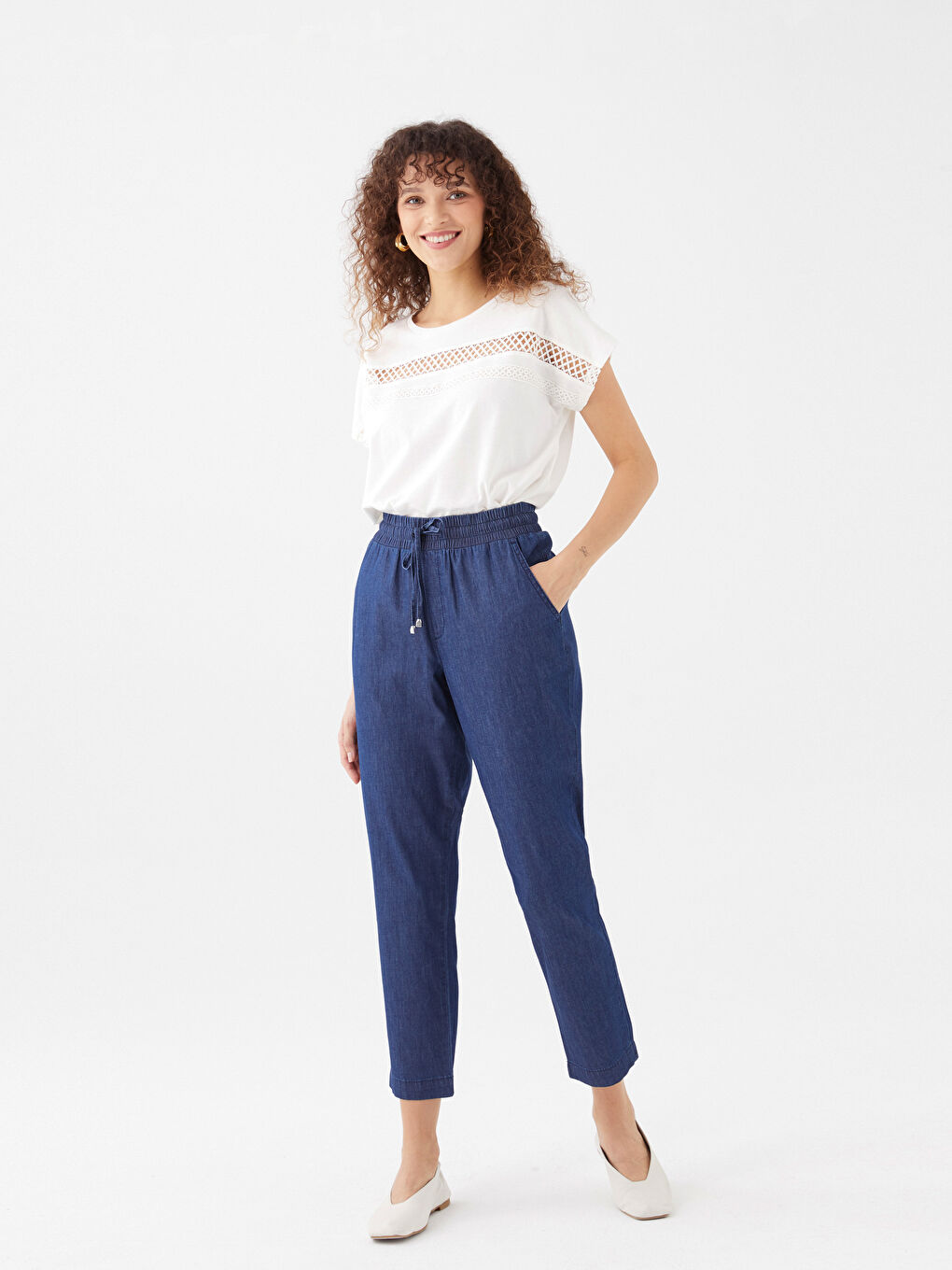 Siyah Yüksek Bel Rahat Kalıp Kadın Jean Pantolon