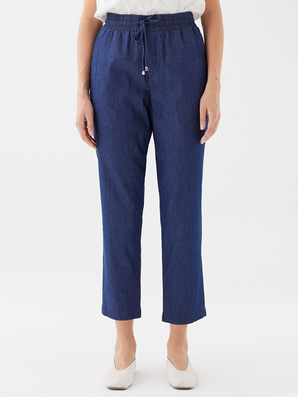 Siyah Yüksek Bel Rahat Kalıp Kadın Jean Pantolon-2