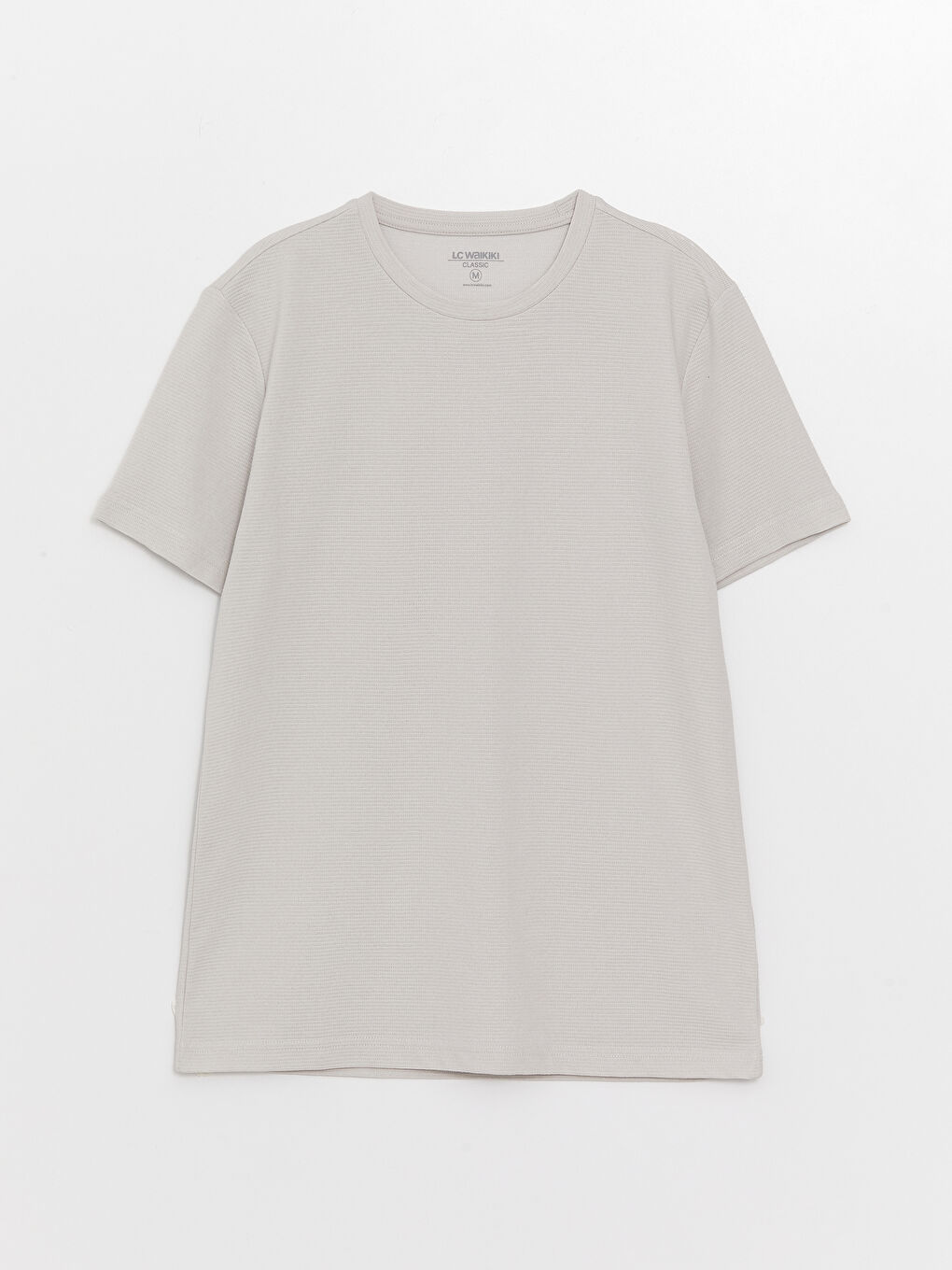 Gri Bisiklet Yaka Kısa Kollu Erkek Tişört-5