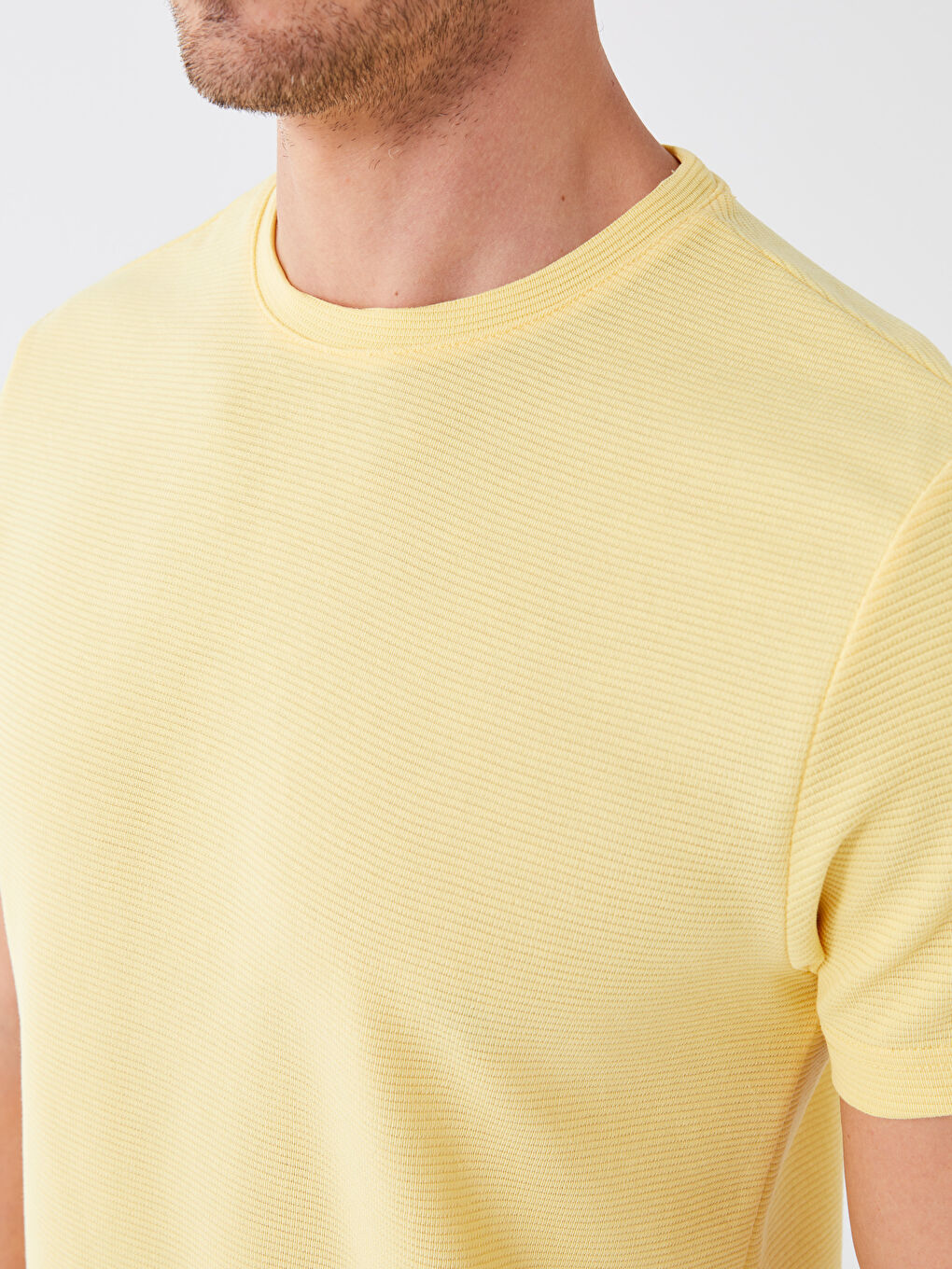 Sarı Bisiklet Yaka Kısa Kollu Erkek Tişört-3