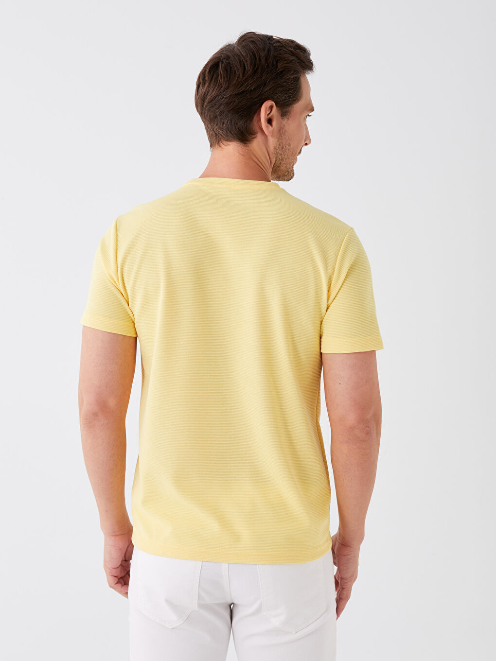Sarı Bisiklet Yaka Kısa Kollu Erkek Tişört-4