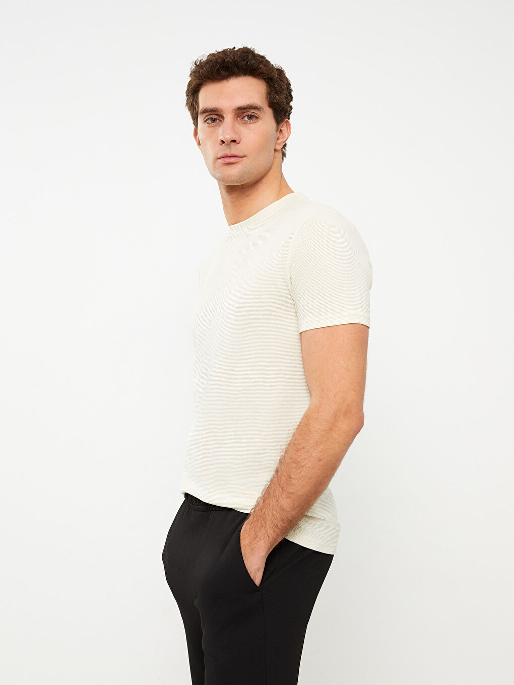 Tricou pentru Bărbați cu Mânecă Scurtă și Guler Rotund