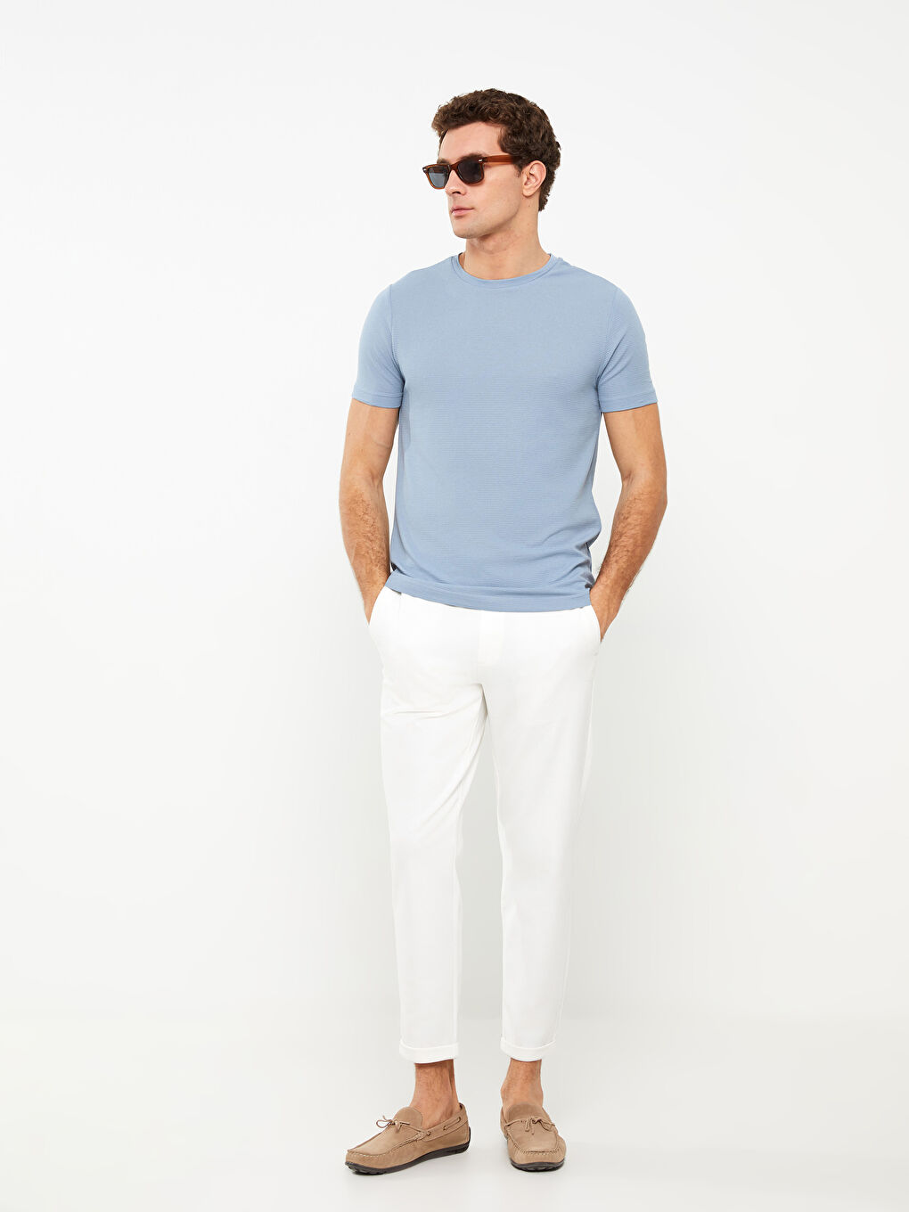 Mavi Bisiklet Yaka Kısa Kollu Erkek Tişört-1