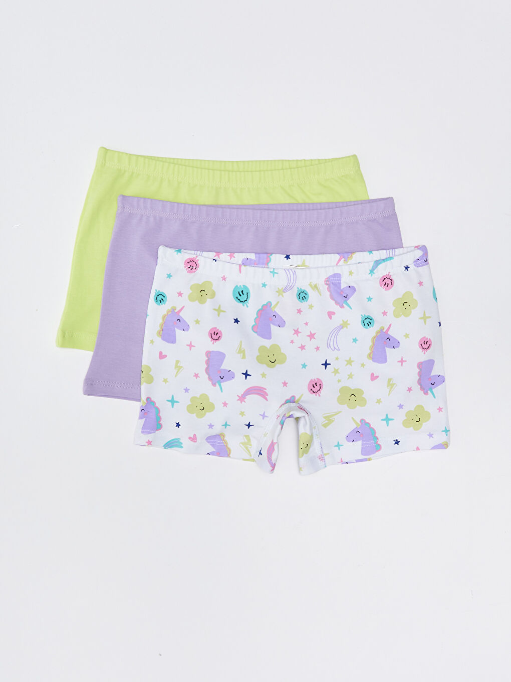 Beyaz Baskılı Kız Çocuk Boxer 3'lü