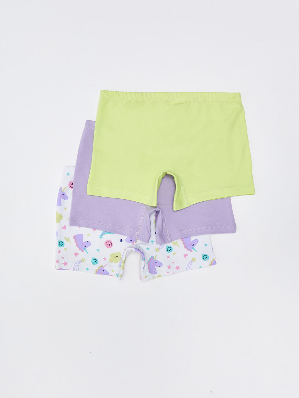 Beyaz Baskılı Kız Çocuk Boxer 3'lü-1