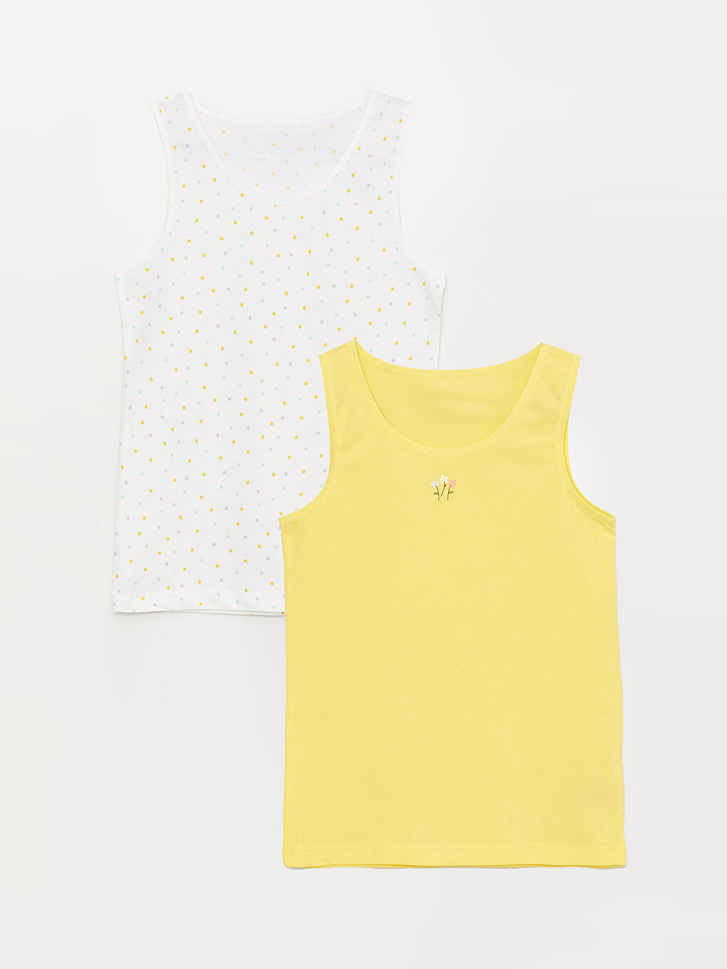 ياقة دائرية قميص داخلي مطبوع بناتي - مجموعتين