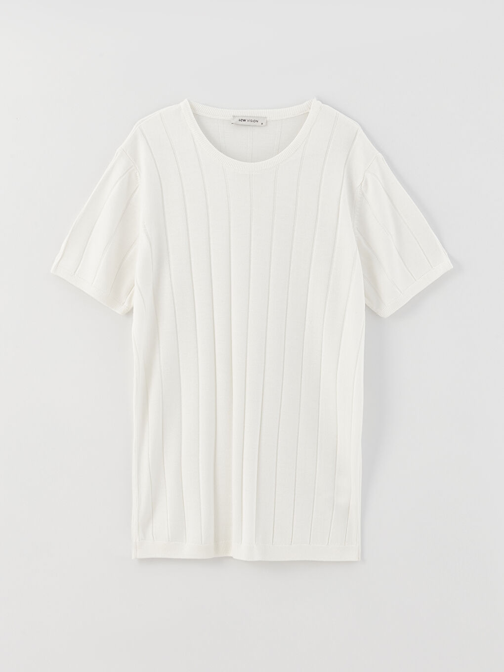 Pulover Tricotat pentru Bărbați cu Mânecă Scurtă și Guler Rotund-5