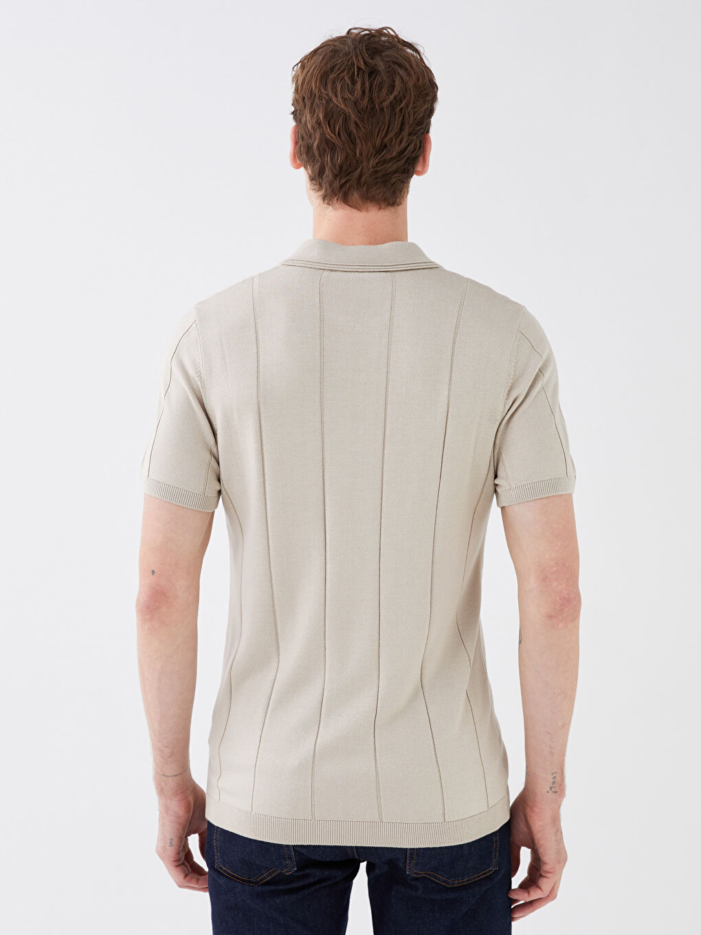 LCW Vision Polo Neck Short Sleeve Striped Men's Knitwear Sweater -S31369Z8-L8Q