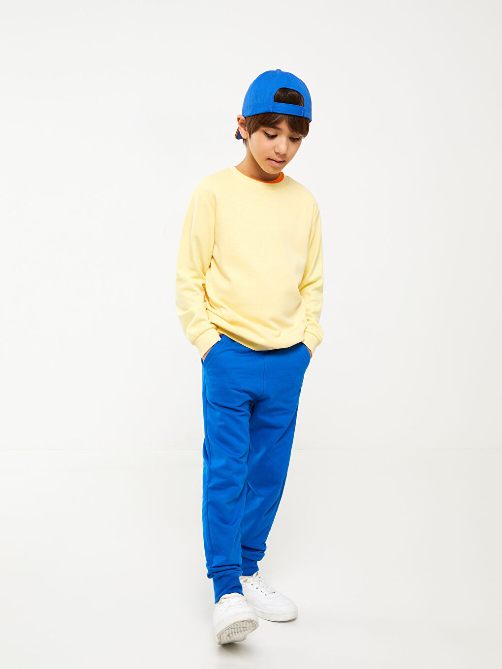 Mavi Beli Lastikli Basic Erkek Çocuk Jogger Eşofman Altı