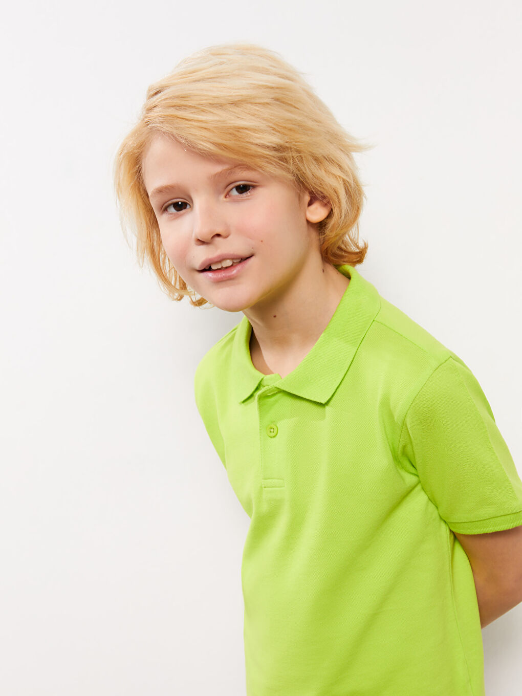 Polo Neck Basic Short Sleeve Boys' T-Shirt -S31381Z4-JSZ