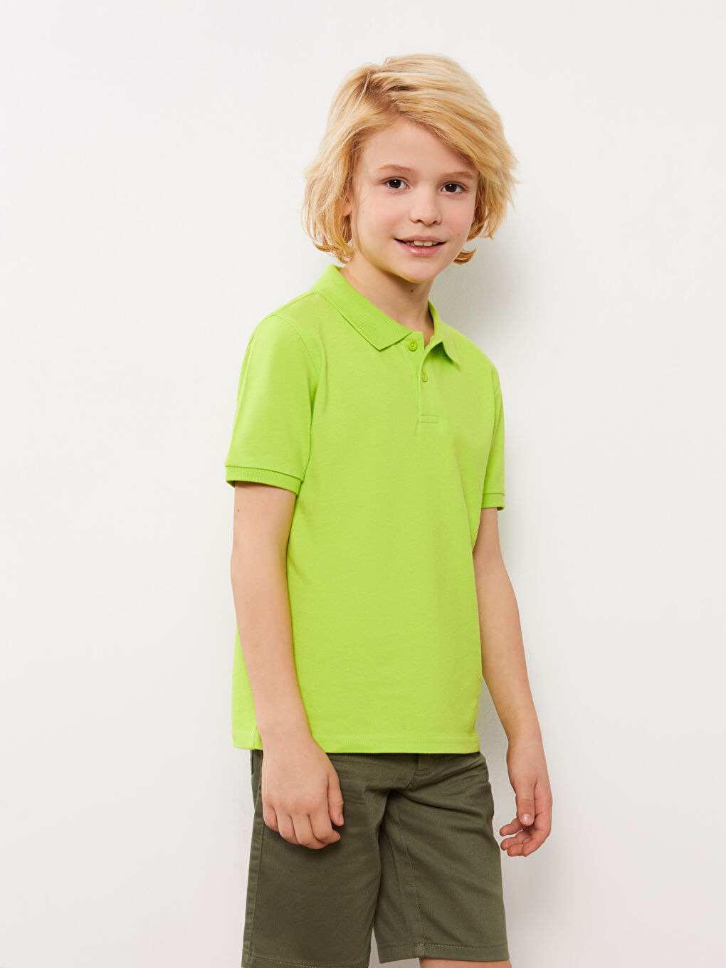 Polo Neck Basic Short Sleeve Boys' T-Shirt -S31381Z4-JSZ