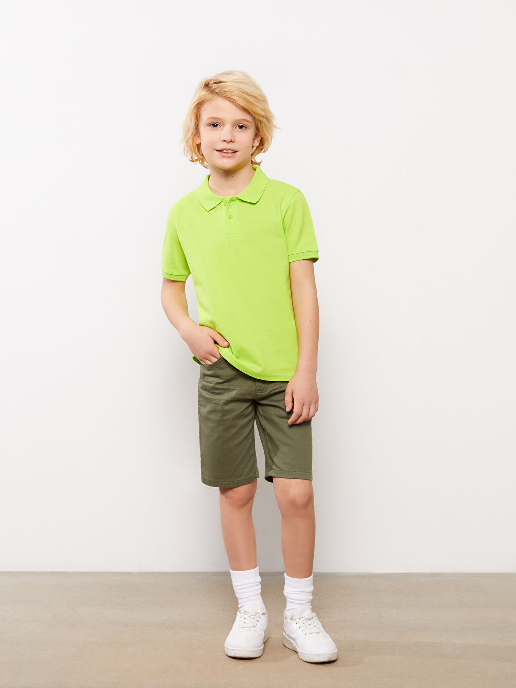 Polo Neck Basic Short Sleeve Boys' T-Shirt -S31381Z4-JSZ