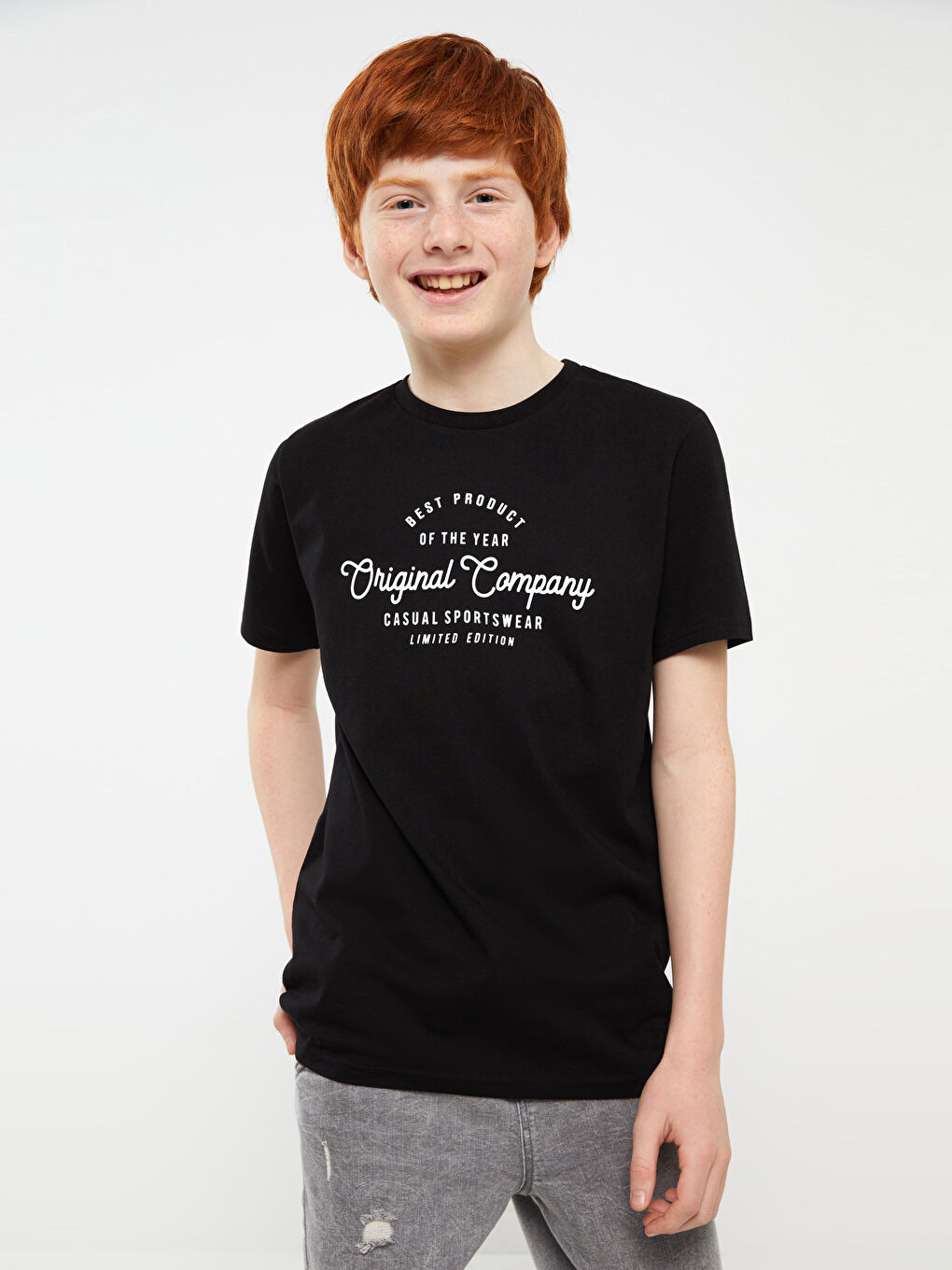 Crew Neck Printed Short Sleeve Boys' T-Shirt -S31382Z4-CVL
