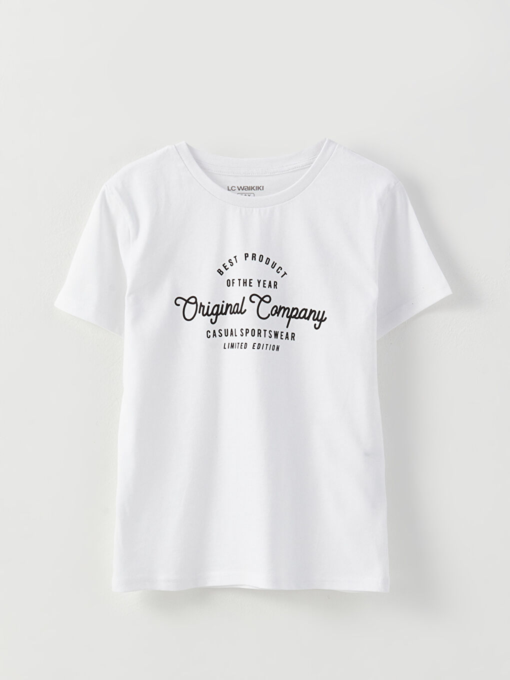 Beyaz Bisiklet Yaka Baskılı Kısa Kollu Erkek Çocuk Tişört-3