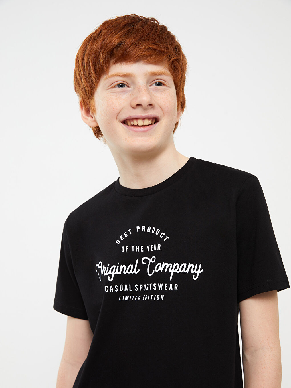 Crew Neck Printed Short Sleeve Boys' T-Shirt -S31382Z4-CVL