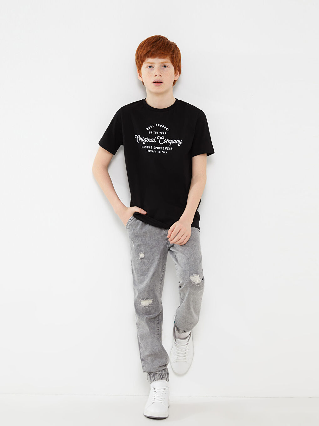 Crew Neck Printed Short Sleeve Boys' T-Shirt -S31382Z4-CVL